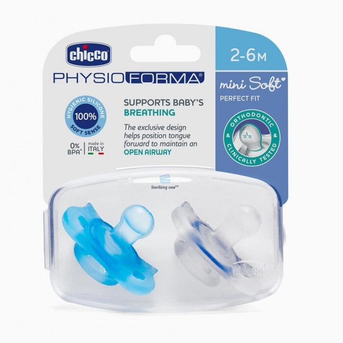 Immagine prodotto Chicco Succhietto fisiologico PHYSIO FORMA SOFT silicone BLUE mini 2-6m (2 x, fino a 2 M.)