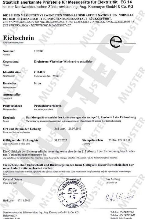 NZR 1999 Ausstellung eines Eichscheines