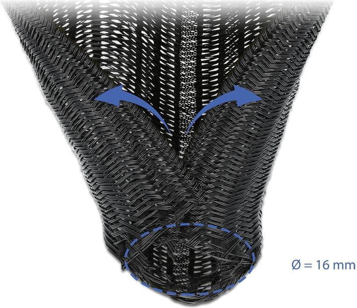 Produktbild Delock Kabelschlauch 2m x 16 mm Schwarz (Kabelschlauch, 200 cm)