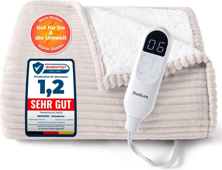 Produktbild Bedsure Elektrische Heizdecke mit Timer & Überhitzungsschutz (200 x 180 cm)