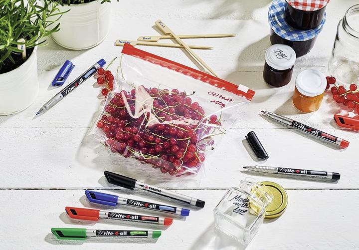 Produktbild STABILO Permanent-Marker - Write-4-all - fein - 4er Pack - blau, rot, grün, schwarz (Mehrfarbig, 0.70 mm, 4 x)