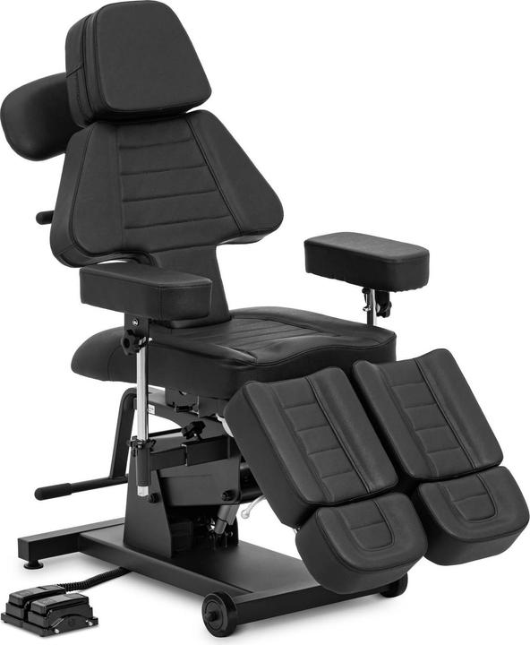 Produktbild Physa Tattooliege höhenverstellbar 300 kg Fusspedal schwarz Tattoostuhl Tätowierstuhl