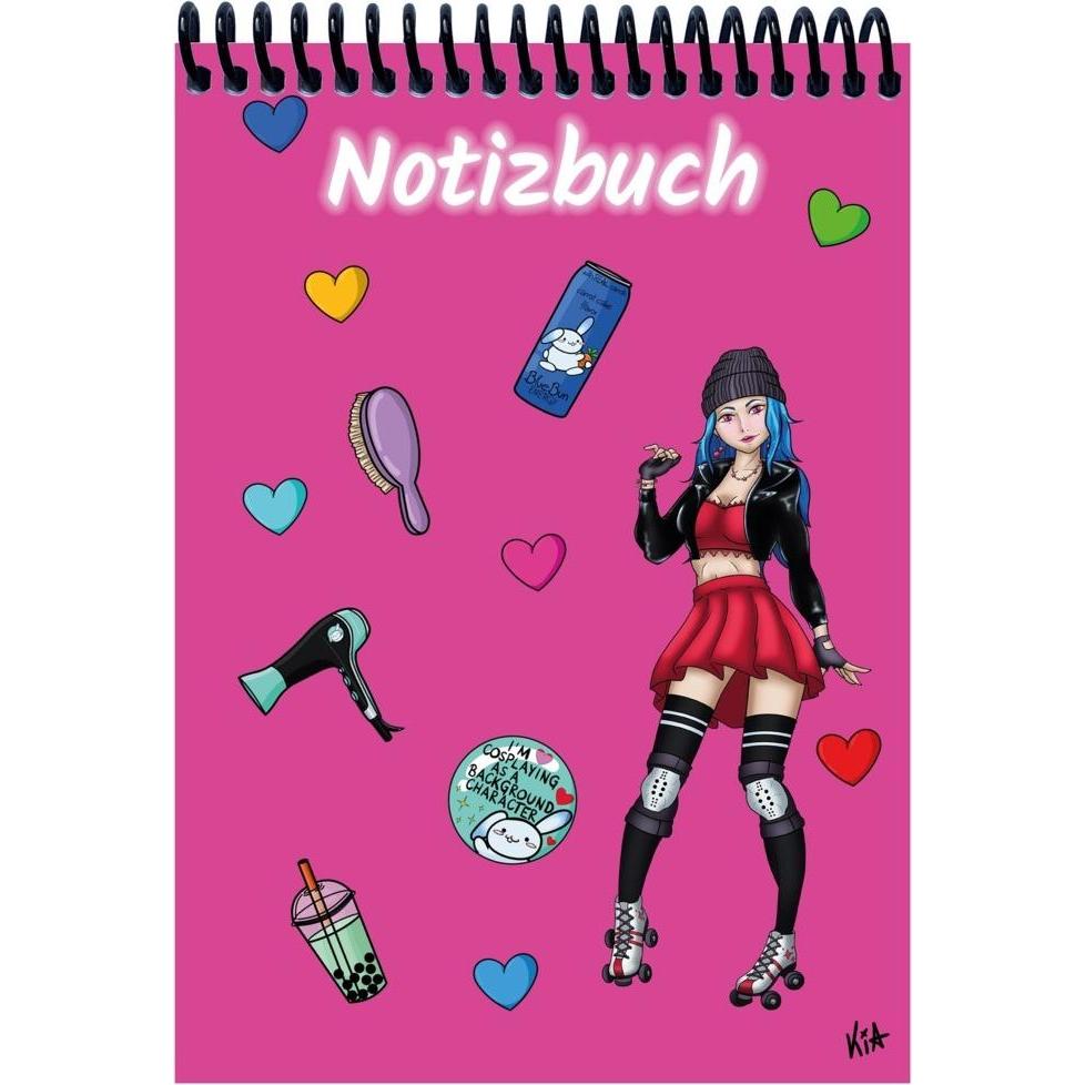 E & Z, Heft + Block, A 4 Notizbuch Manga Enora, pink, karier (A4, Kariert)