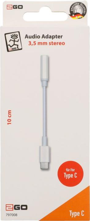 Produktbild 2GO USB C – 3.5mm Buchse Adapter (0.10 m, AUX Kabel)
