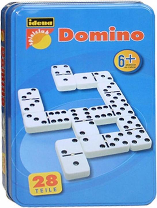 Actual product image Idena Domino game in metal box (German)