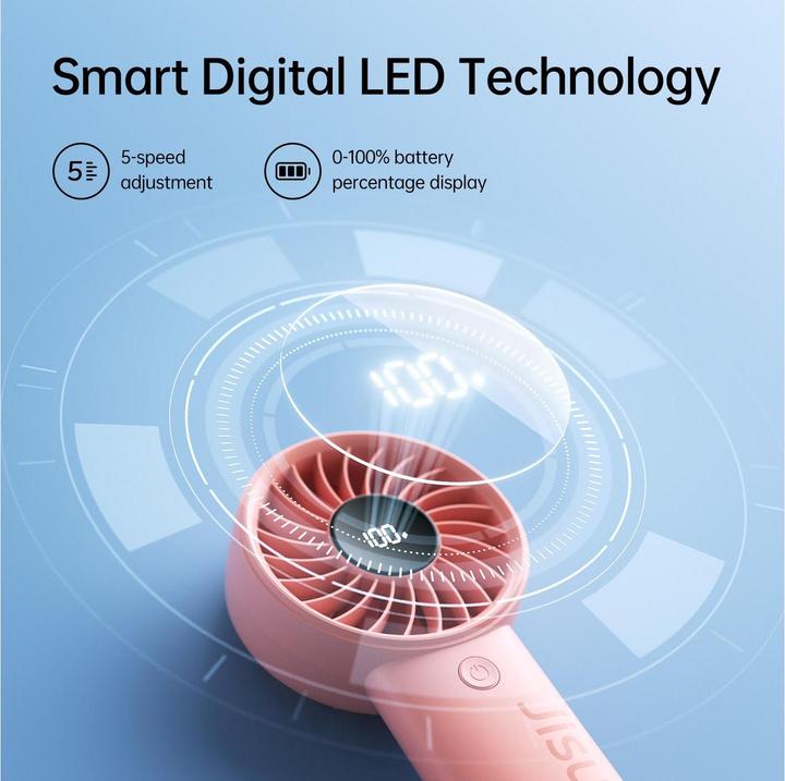 Actual product image Jisulife Mini wentylator Handheld Fan Life4 3600mAh przenośny wiatraczek USB - różowy