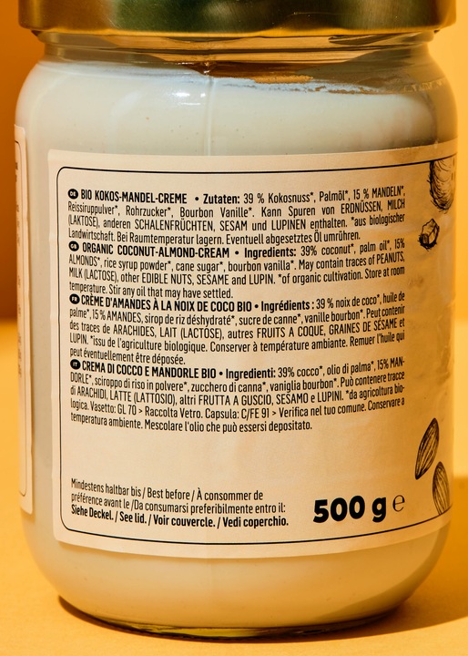 Valeurs nutritives et ingrédients KoRo Crème d'amandes à la noix de coco bio (3000 g)