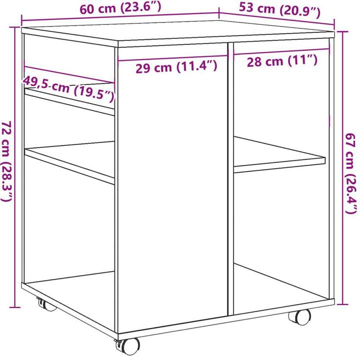Produktbild VidaXL Rollschrank (60 x 53 x 72 cm)