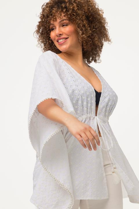 Actual product image Ulla Popken Needlework Tie-Front Kimono (50, 52, 54, 56)