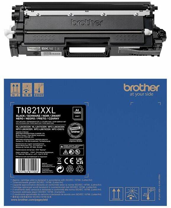 Actual product image Brother TN-821XXLBK Ultra High Yield Toner Cartridge for EC Prints (FC)