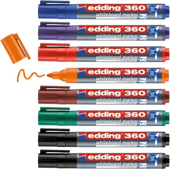 Produktbild Edding Whiteboardmarker (Orange, Violett, Grün, Blau, Schwarz, Rot, Braun, 3 mm, 8 x)
