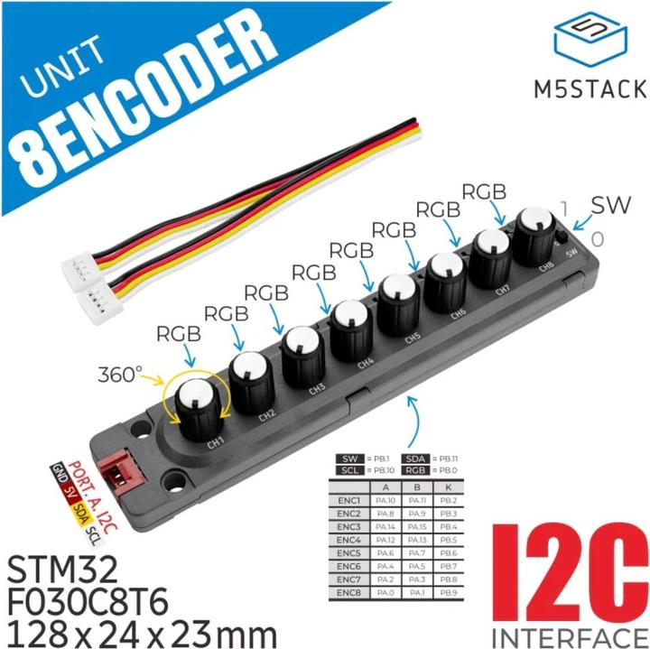 Image du produit M5Stack Unité 8Encoder avec STM32F030