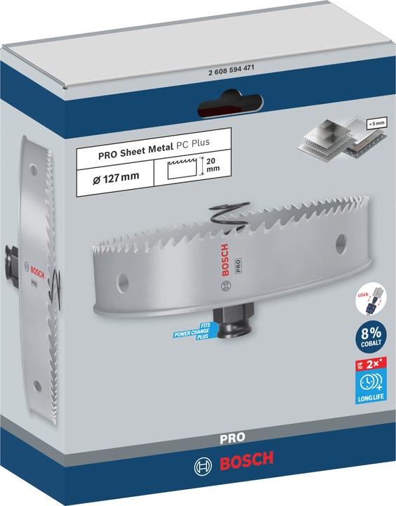 Immagine prodotto Bosch Professional Zubehör Sega a tazza PRO Sheet Metal PC Plus, 127 mm (127 millimetri)