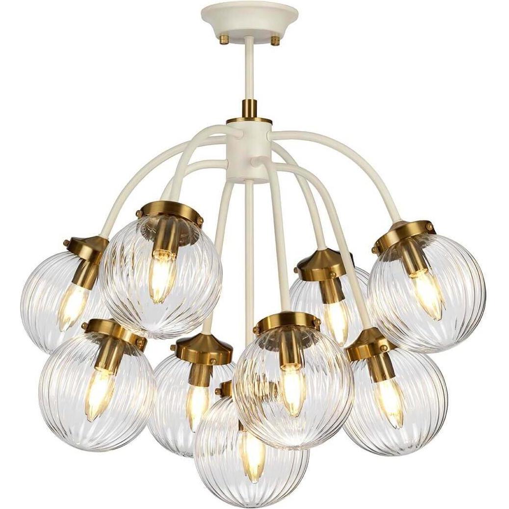 Thumbnail - Elstead Lighting, Pendelleuchte, Cosmos Hängeleuchte E14 9-fach Cremefarben lackiert + Altmessing beschichtet (E14)