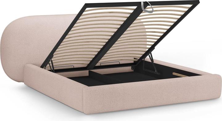 Actual product image Micadoni Boucle Storage Bed with Headboard, "Ovalo", Powder Pink, 234x270x96 Made in Europe (180 x 200 cm)