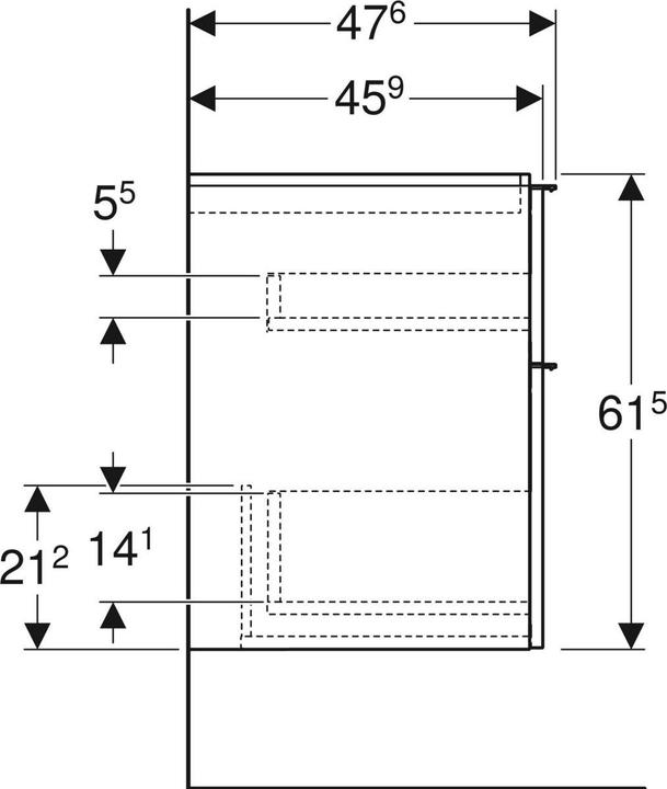 Produktbild Geberit iCon wastafelonderkast 2 lade 59x47,6 cm, wit (59 x 47.5 x 61.5 cm)