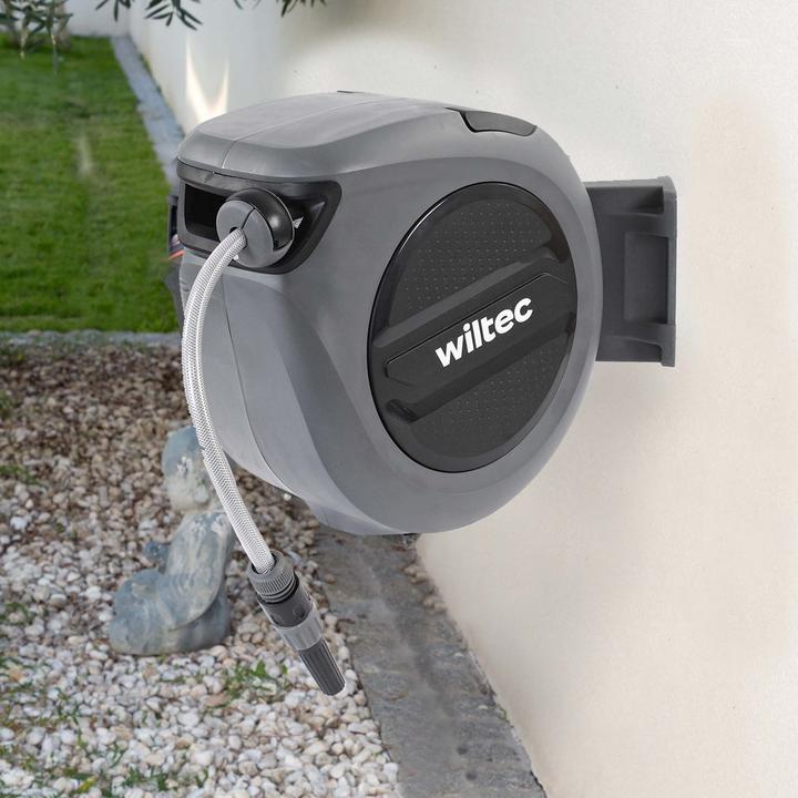 Actual product image XPOtool Hose Reel with Self-reeling-up Mechanism 20m Garden Hose for Wall Mounting for Watering (20 m)