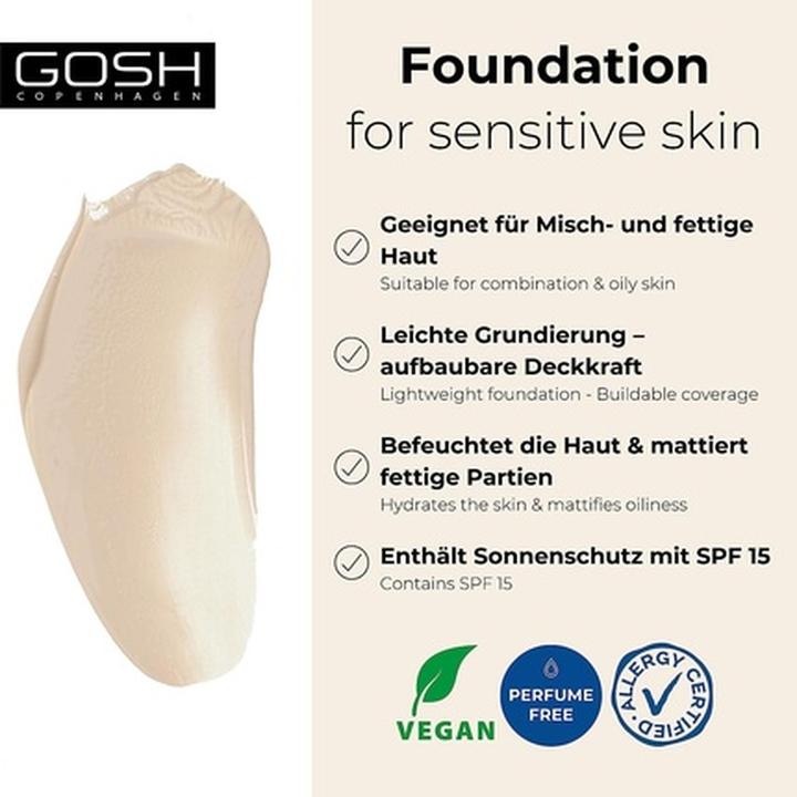 Actual product image Copenhagen GOSH - Hydramatt Foundation Very Light 002Y - 30 ml (002Y)