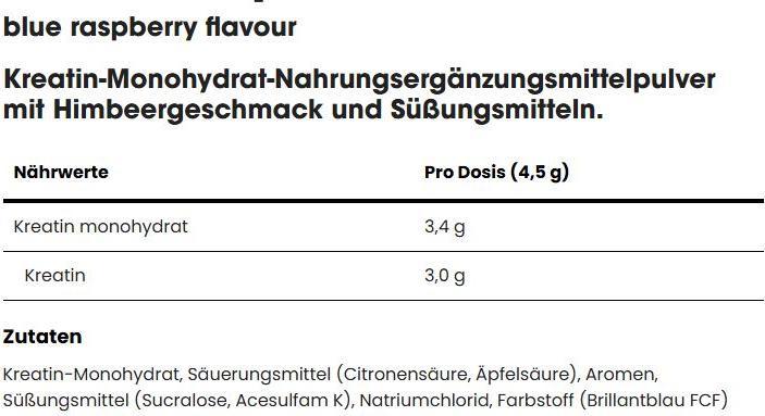 Nährwerte und Zutaten Optimum Nutrition Micronised Creatine Powder (1 Stück, Pulver, 247 g)