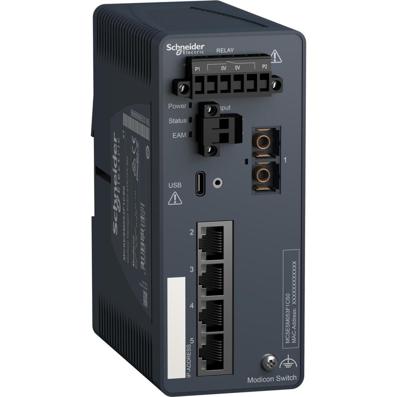 Schneider Electric MCSESM053F1CS0 (4 Ports), Netzwerk Switch