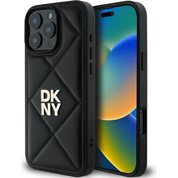 Thumbnail - DKNY DKHCP16LPQDSLK iPhone 16 Pro 6.3" czarny/black Quilted Stack Logo (Apple iPhone 16 Pro), Smartphone Hülle, Schwarz
