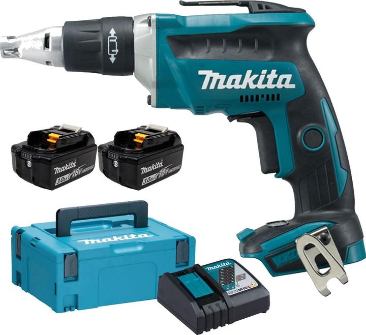 Actual product image Makita SCREWDRIVER FOR CARDBOARD AND PLASTER 18V 2x3.0Ah LI-ION MAKPAC DFS451RFJ