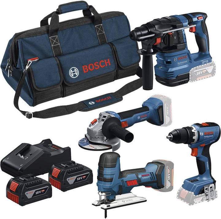 Bosch Professional 4 Tool Kit GSR 18V-65+GBH 18V-22+GWS+GST