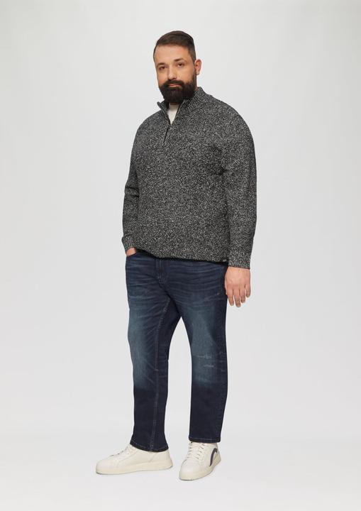 Produktbild S.Oliver Strickpullover Pullover mit Troyer-Kragen in Melange-Optik (5XL)