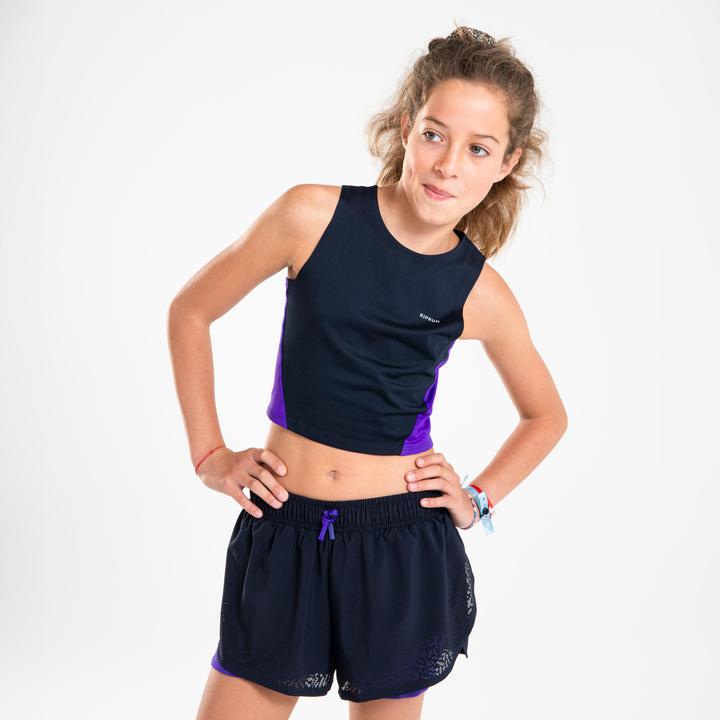 Actual product image Kiprun Laufshorts Mädchen atmungsaktiv - Dry+ 900 dunkelblau/lila