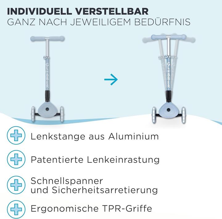 Produktbild Globber JUNIOR FOLDABLE LIGHTS ECO blaubeere,mit Leuchtrolle