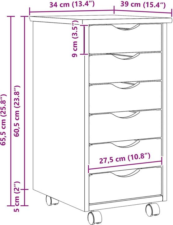 Produktbild vidaXL Rollschrank (39 x 34 x 65.50 cm)