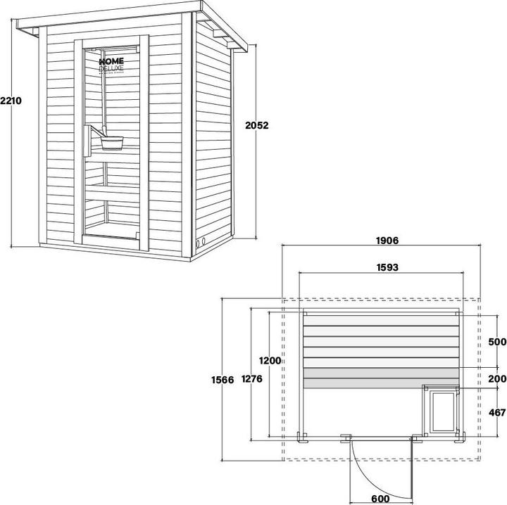Produktbild Home Deluxe Saunahaus Outdoor MACAH M- 191 x 157 cm für 3 Personen - Sauna mit 4,5kW Ofen