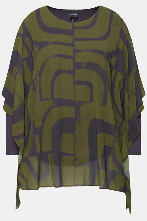 Actual product image Ulla Popken Layered Geometric Print Blouse (62)