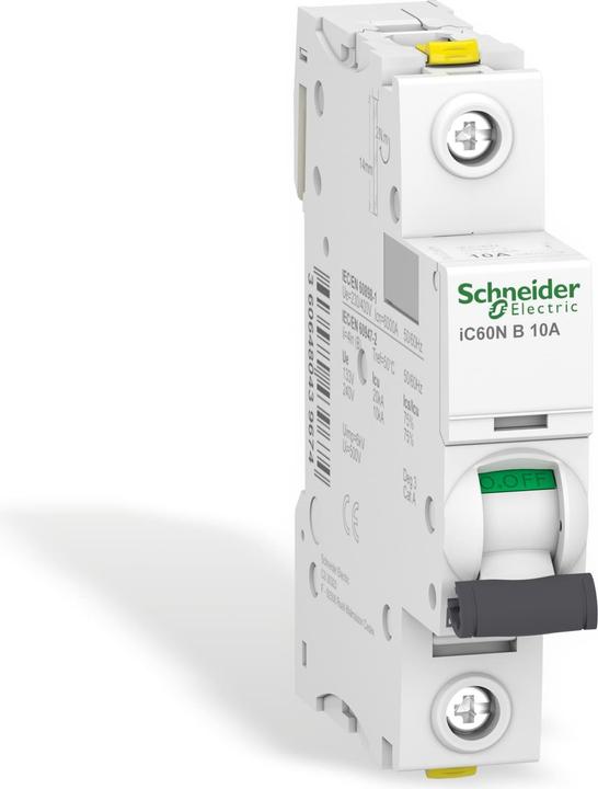 Actual product image Schneider Electric Acti9 iC60N MCB 1 Pole 10A Curve B