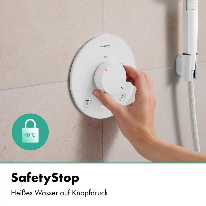Actual product image hansgrohe Thermostatic Shower and Bathtub Mixer with SafetyStop, Water Flow Control, Ultra-Flat Design