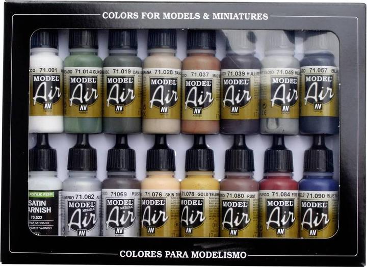 Vallejo 71191 Model railway tinting paint white, gunship grey (matt), dark green, sand, brown, sea grey H