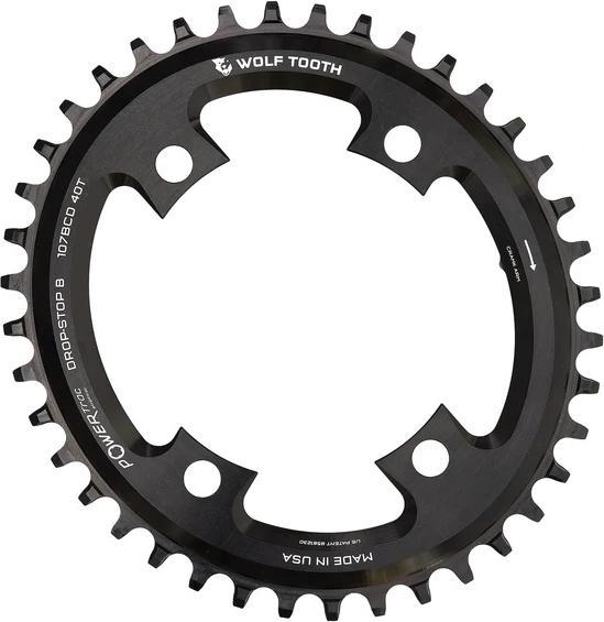 Productafbeelding Wolf Tooth PowerTrac Elliptical Gravel/CX/Road kettingblad, 107 BCD, 4-gaats, 40 t., zwart (107)