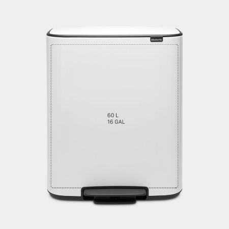 Productafbeelding Brabantia BO pedaalemmer hoekig 60 L wit easy-closing deksel, met kunststof binnenemmer (60 l)