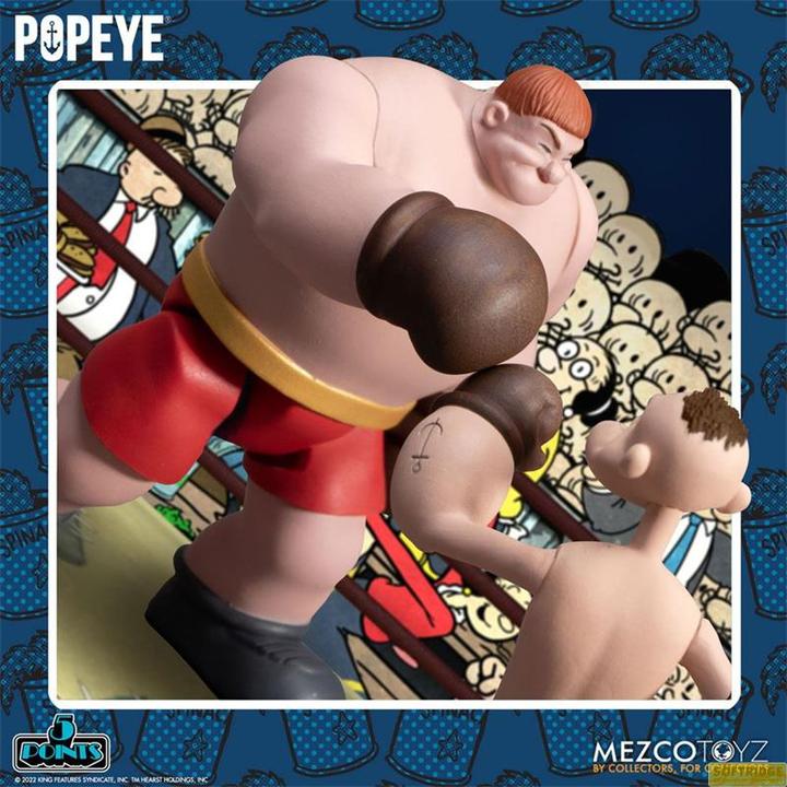 Actual product image Mezco Toys Popeye figurines 5 Points Deluxe Set Popeye & Oxheart 9 cm
