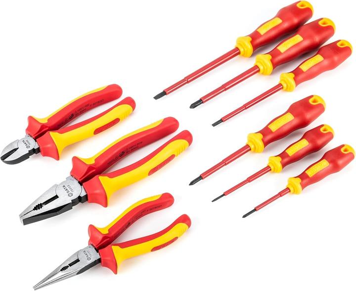 SATA Set di cacciaviti e pinze isolate, 9 pezzi.