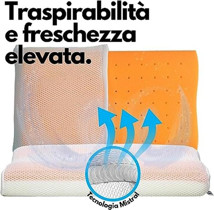Image du produit Mistral Oreiller cervical médical en mousse mémoire avec technologie respiratoire et anti-acariens