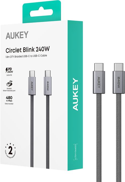 Image du produit Aukey USB-C to C Cable (1.80 m, USB 2.0, 240 W)