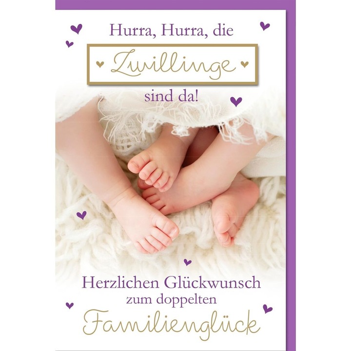 Produktbild Braun + Company Glückwunschkarte Zwillinge 11.5 x 17 cm (6 Stk.)