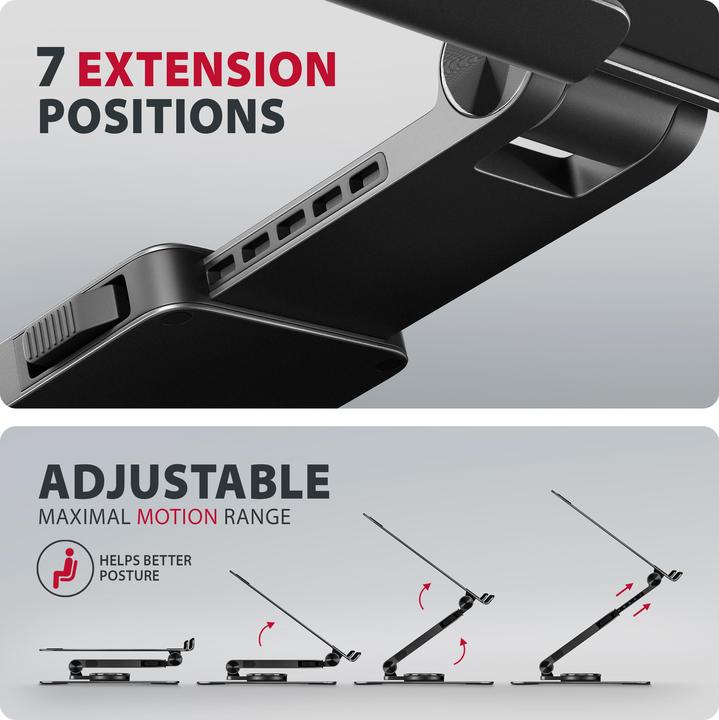 Actual product image Axagon STND-LRB Ständer mit 360°-Drehung für Laptops und Tablets Schwarz