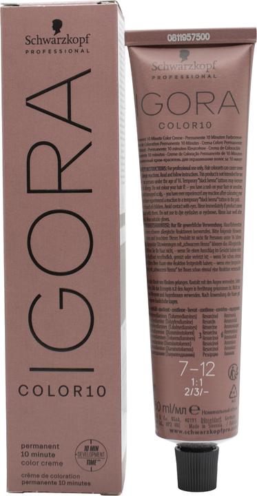 Produktbild Schwarzkopf Professional Igora Color10 Haarfarbe (7-12 Mittelblond Cendré Asch)
