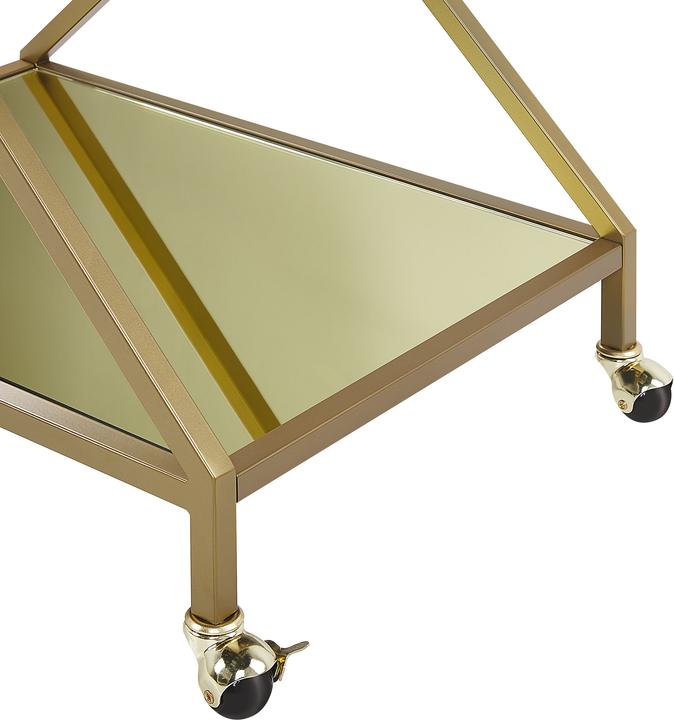 Image du produit Beliani Chariot de service métal doré effet miroir 2 étages IVERA