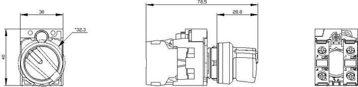 Produktbild Siemens Selector switch, 22mm, black, white