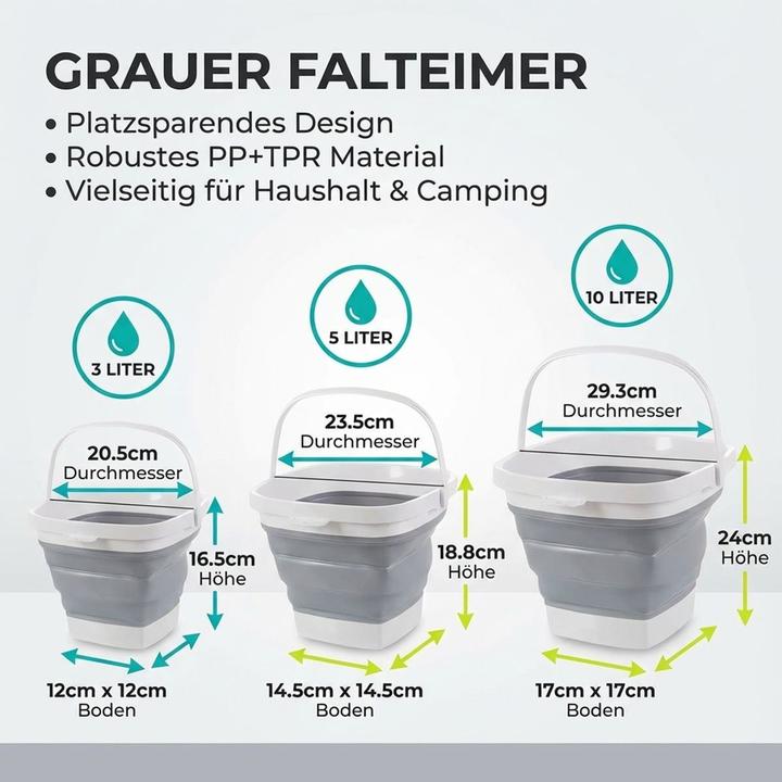 Produktbild König Design Eimer faltbar Falteimer Putzeimer Wassereimer Camping Campingeimer Angeleimer (10 l)