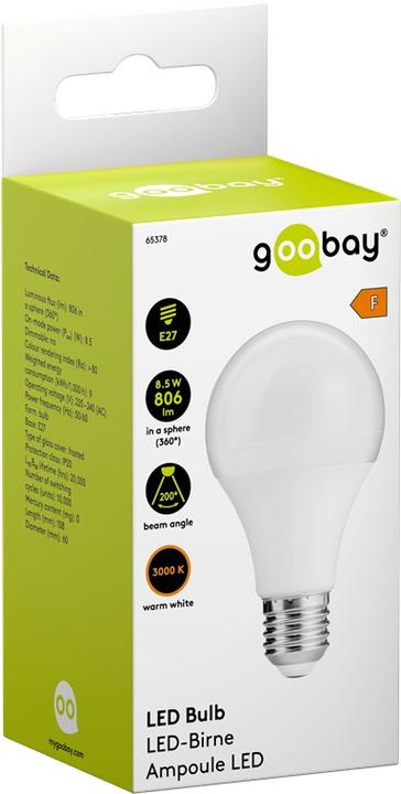 Produktbild Goobay LED-Birne, 8,5 W (E27, 806 lm, 1 x)