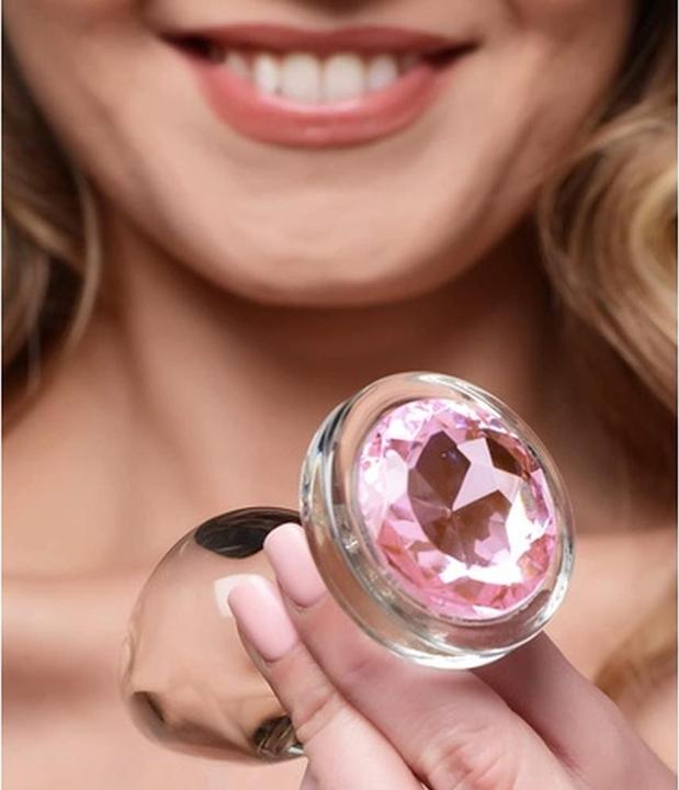 Produktbild XR Brands Pink Gem GlasAnalplug mit Schmuckstein GroÃ